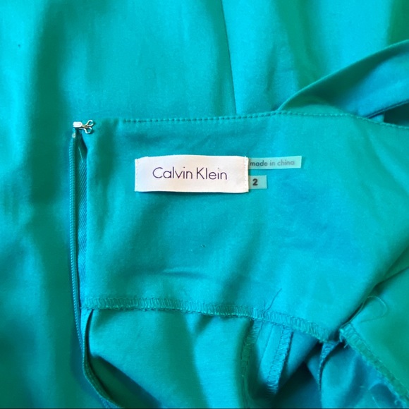 Calvin Klein Dress Teal Fitted Body-con Work to Play Career Stretches Women XS 2 - Picture 5 of 7